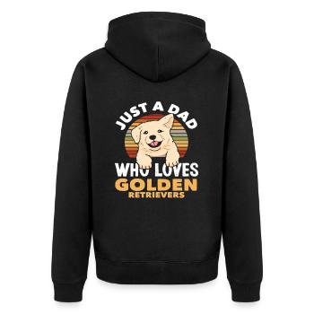 Papa Golden Retriever Loves Dogs - Unisex Premium Organic Zip Hoodie - black - Back - Nico (187cm)