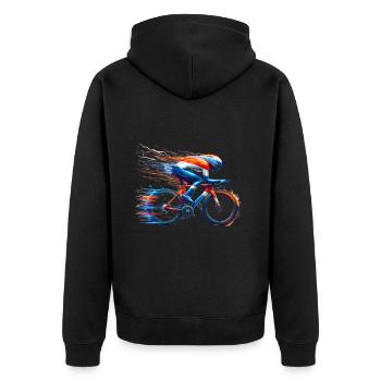 Cycling jersey desgin, road bike, Dutch colors - Unisex Premium Organic Zip Hoodie - black - Back - Nico (187cm)