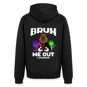 Outfit Für Schüler, Spaß Für Schultage Und Gamer - Unisex Premium Bio Zip Hoodie - Schwarz - Hinten - Nico (187cm)