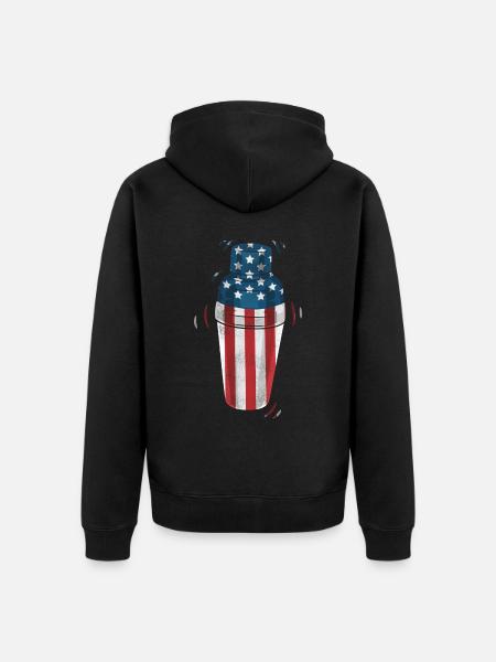 Bartender Mixologist American Flag - Unisex Premium Organic Zip Hoodie - black