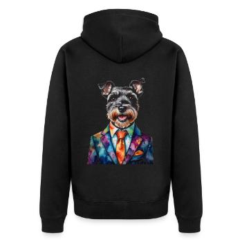 Zwergschnauzer Anzug Hund Lustig Tier Design Print - Unisex Premium Bio Zip Hoodie - Schwarz - Hinten - Nico (187cm)