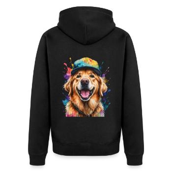 Golden Retriever Snapback Cap Chien Design Print - Veste à capuche bio Premium Unisexe - noir - Dos - Nico (187cm)