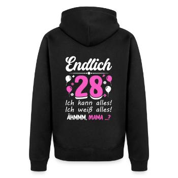 28 Anniversaire Je peux tout faire Je sais tout - Veste à capuche bio Premium Unisexe - noir - Dos - Nico (187cm)