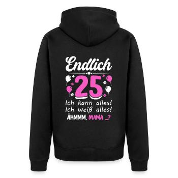 25 Anniversaire Je peux tout faire Je sais tout - Veste à capuche bio Premium Unisexe - noir - Dos - Nico (187cm)