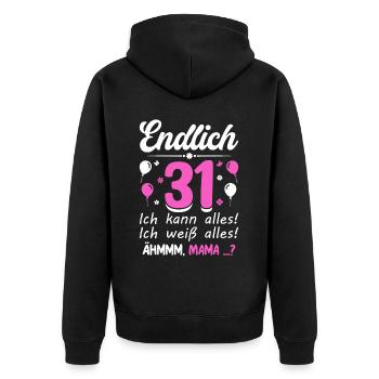 31 Anniversaire Je peux tout faire Je sais tout - Veste à capuche bio Premium Unisexe - noir - Dos - Nico (187cm)