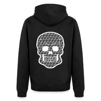 Vinyl Record Player Disk Jockey Skull - Unisex Premium Bio Zip Hoodie - Schwarz - Hinten - Nico (187cm)