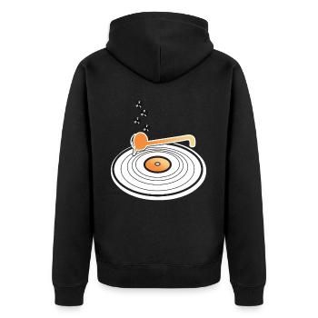 Vinyl Record Player Disk Jockey - Unisex Premium Bio Zip Hoodie - Schwarz - Hinten - Nico (187cm)