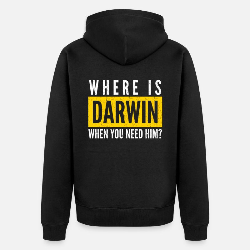 Prix Misanthrope Darwin Darwinisme - Veste à capuche bio Premium Unisexe - noir
