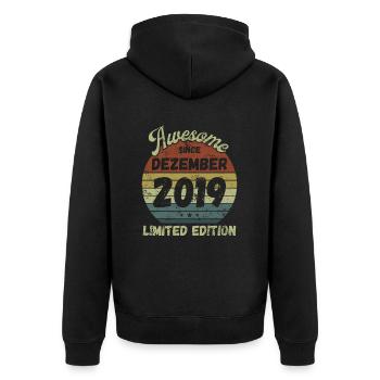 Awesome since December 2019 - Geburtstag - Unisex Premium Bio Zip Hoodie - Schwarz - Hinten - Nico (187cm)