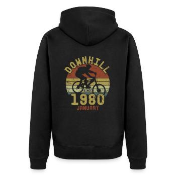 Anniversaire Vélo de descente Janvier 1980 - Veste à capuche bio Premium Unisexe - noir - Dos - Nico (187cm)