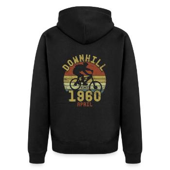 Anniversaire Vélo de descente Avril 1960 - Veste à capuche bio Premium Unisexe - noir - Dos - Nico (187cm)