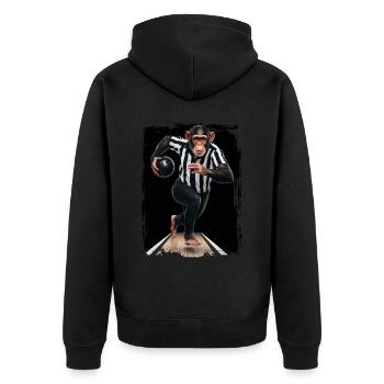 Schimpanse spielt Bowling Geschenk - Unisex Premium Bio Zip Hoodie - Schwarz - Hinten - Nico (187cm)