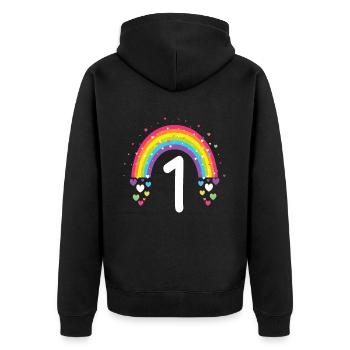 1er Cadeau d’Anniversaire Arc-en-ciel Enfant - Veste à capuche bio Premium Unisexe - noir - Dos - Nico (187cm)