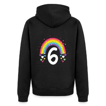 6th Birthday Gift Rainbow Birthday Boy - Unisex Premium Organic Zip Hoodie - black - Back - Nico (187cm)