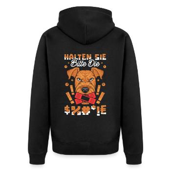 Airedale Terriers, please keep your mouth shut - Unisex Premium Organic Zip Hoodie - black - Back - Nico (187cm)