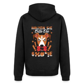 Greyhound Windhund Halten Sie Bitte Die Fresse - Unisex Premium Bio Zip Hoodie - Schwarz - Hinten - Nico (187cm)