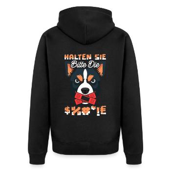 Australischer Rinderhund - Unisex Premium Bio Zip Hoodie - Schwarz - Hinten - Nico (187cm)