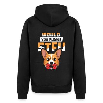 Corgi, tais-toi, s’il te plaît, tais-toi - Veste à capuche bio Premium Unisexe - noir - Dos - Nico (187cm)