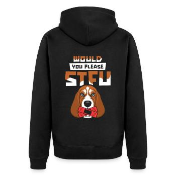 Bassett Dog Stfu Would You Please Shut Up - Unisex Premium Organic Zip Hoodie - black - Back - Nico (187cm)