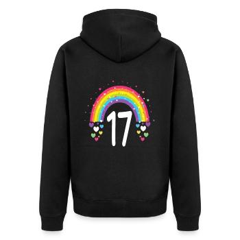 17th Birthday Gift Rainbow Birthday Child - Unisex Premium Organic Zip Hoodie - black - Back - Nico (187cm)
