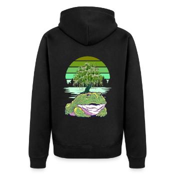 Frog Frogs Toad Toads - Unisex Premium Organic Zip Hoodie - black - Back - Nico (187cm)