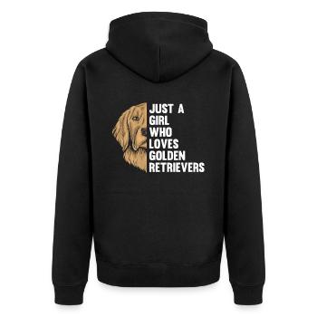 Golden Retriever Frau Frauen Mädchen - Unisex Premium Bio Zip Hoodie - Schwarz - Hinten - Nico (187cm)