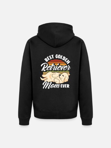 Retro Golden Retriever Mom - Unisex Premium Organic Zip Hoodie - black