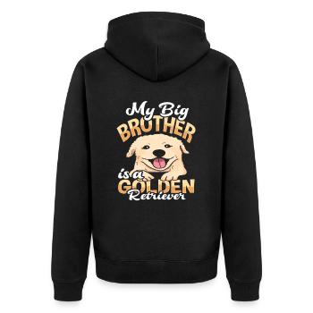Golden Retriever Kinder Spruch - Unisex Premium Bio Zip Hoodie - Schwarz - Hinten - Nico (187cm)