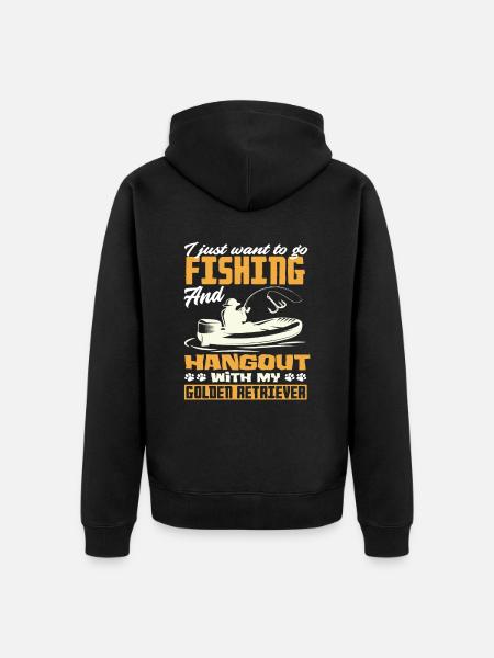Golden Retriever Fishing - Unisex Premium Organic Zip Hoodie - black