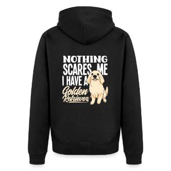 Golden Retriever Spruch Geschenk - Unisex Premium Bio Zip Hoodie - Schwarz - Hinten - Nico (187cm)