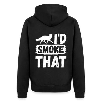 Kojotenjagd Kojotenjäger Yote - Unisex Premium Bio Zip Hoodie - Schwarz - Hinten - Nico (187cm)