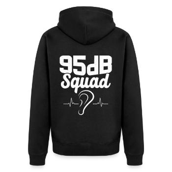 Deaf Pride Awareness ASL Gebärdensprache - Unisex Premium Bio Zip Hoodie - Schwarz - Hinten - Nico (187cm)