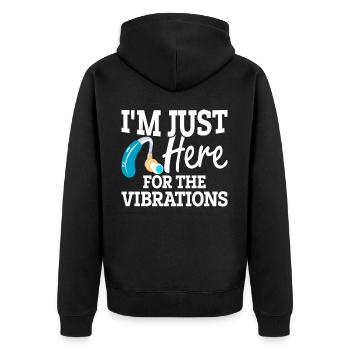 Deaf Pride ASL Gebärdensprache - Unisex Premium Bio Zip Hoodie - Schwarz - Hinten - Nico (187cm)