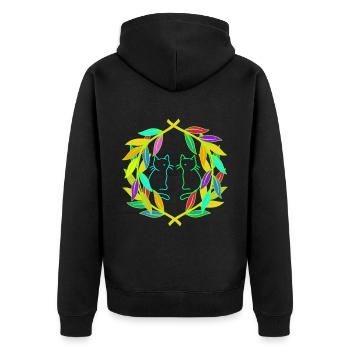 Retro Katze Katzen 80er 90er Vintage - Unisex Premium Bio Zip Hoodie - Schwarz - Hinten - Nico (187cm)