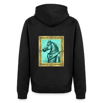 Cheval médiéval chevaux roi souverain gaulois - Veste à capuche bio Premium Unisexe - noir - Dos - Nico (187cm)