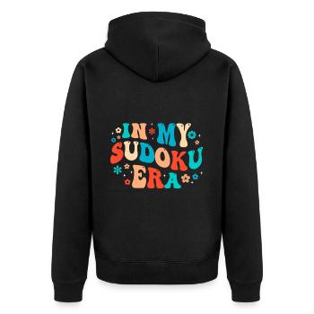 Witziger Sudoku Spruch - Unisex Premium Bio Zip Hoodie - Schwarz - Hinten - Nico (187cm)