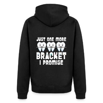 Zahnspange Kieferorthopäde - Unisex Premium Bio Zip Hoodie - Schwarz - Hinten - Nico (187cm)