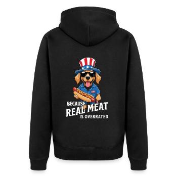 4th Of July American Flag Hotdog BBQ Design - Unisex Premium Bio Zip Hoodie - Schwarz - Hinten - Nico (187cm)