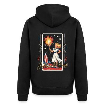 Ici Pour Bang Rétro Vintage Design 4 De Juillet - Veste à capuche bio Premium Unisexe - noir - Dos - Nico (187cm)