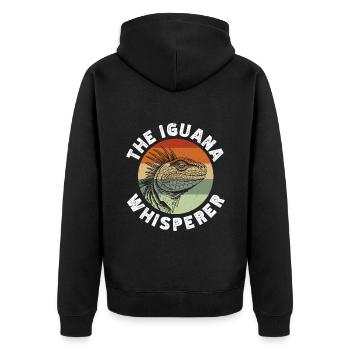 Iguanische Reptilienliebhaber Herpetologe - Unisex Premium Bio Zip Hoodie - Schwarz - Hinten - Nico (187cm)