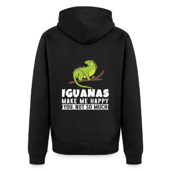 Iguanische Reptilienliebhaber Herpetologe - Unisex Premium Bio Zip Hoodie - Schwarz - Hinten - Nico (187cm)