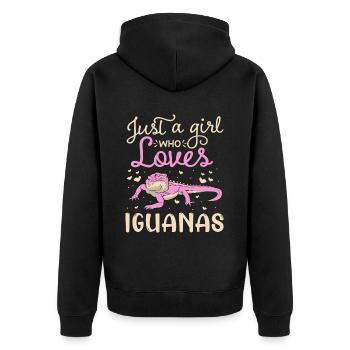 Iguanische Reptilienliebhaber Herpetologe - Unisex Premium Bio Zip Hoodie - Schwarz - Hinten - Nico (187cm)