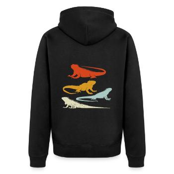 Iguanische Reptilienliebhaber Herpetologe - Unisex Premium Bio Zip Hoodie - Schwarz - Hinten - Nico (187cm)
