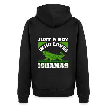Iguanische Reptilienliebhaber Herpetologe - Unisex Premium Bio Zip Hoodie - Schwarz - Hinten - Nico (187cm)