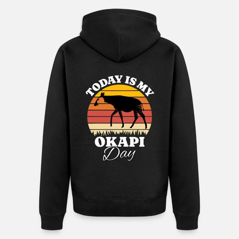 Waldgiraffe Okapi - Unisex Premium Bio Zip Hoodie - Schwarz