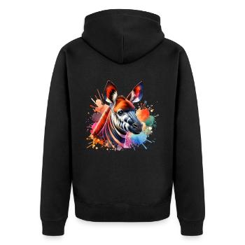 Okapi - Unisex Premium Bio Zip Hoodie - Schwarz - Hinten - Nico (187cm)