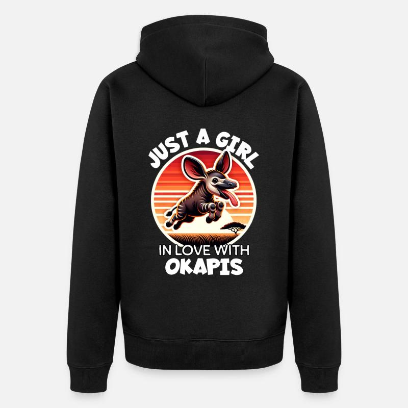 Une fille aime l’okapi - Veste à capuche bio Premium Unisexe - noir