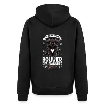 Bouvier des Flandres Mama - Veste à capuche bio Premium Unisexe - noir - Dos - Nico (187cm)