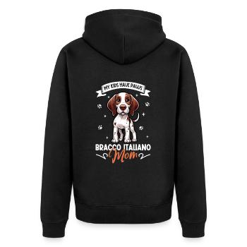 Bracco Italiano Mama - Unisex Premium Bio Zip Hoodie - Schwarz - Hinten - Nico (187cm)