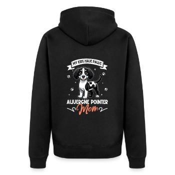 Braque d'Auvergne Mama - Unisex Premium Bio Zip Hoodie - Schwarz - Hinten - Nico (187cm)